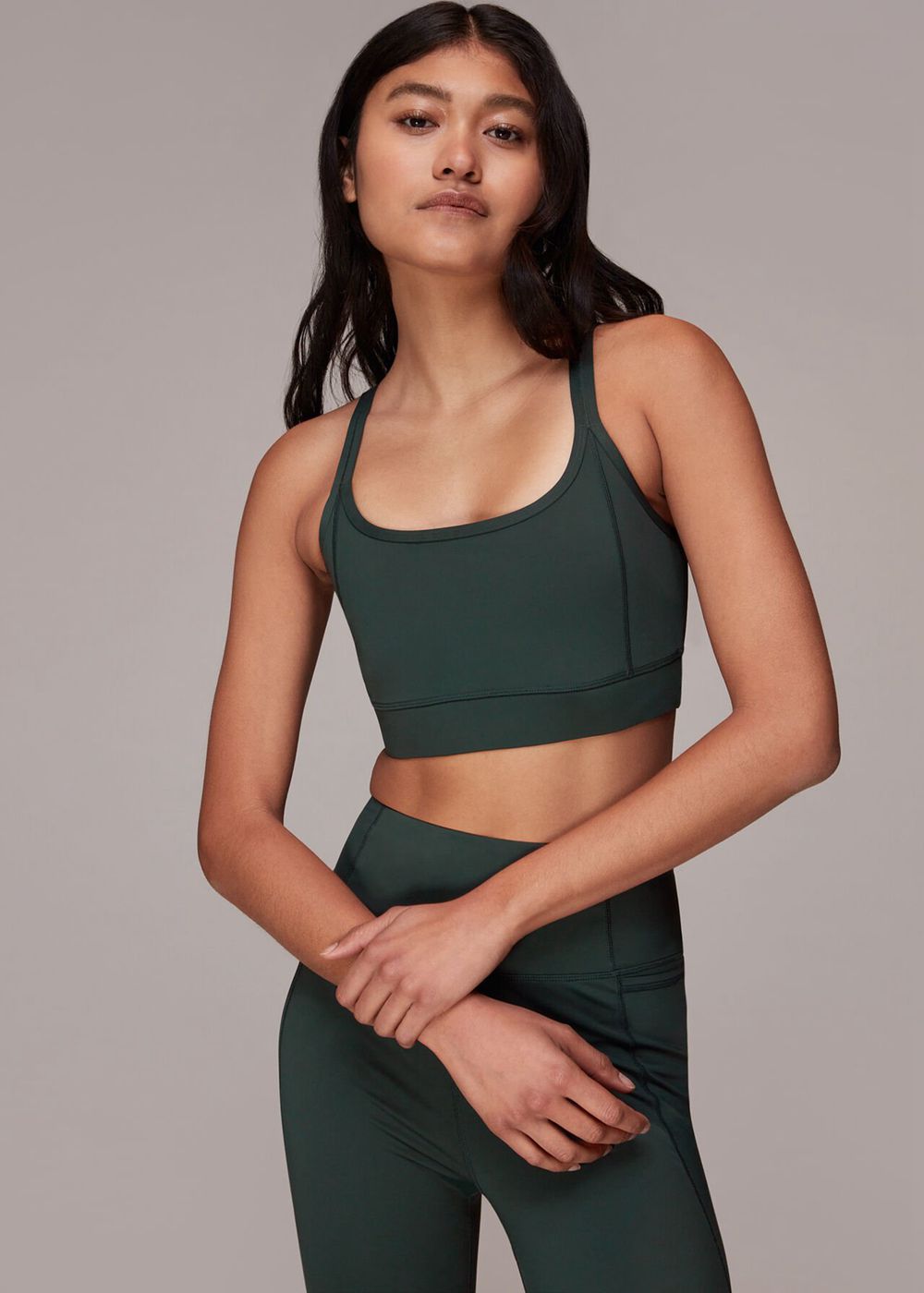 Whistles Cross Back Sports Bra Khaki | US-45180UVZI