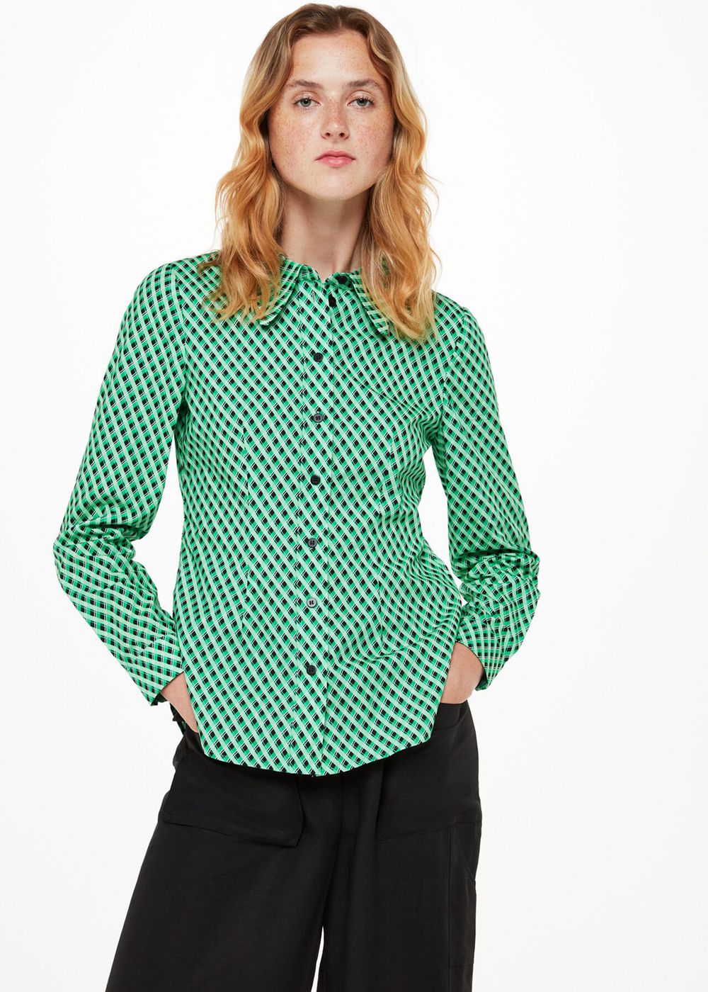 Whistles Crosshatch Slim Shirts Green / Multicolor | US-31806OBGH