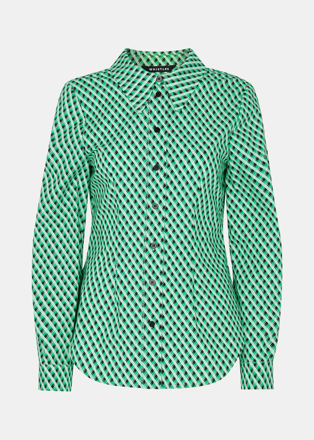 Whistles Crosshatch Slim Shirts Green / Multicolor | US-31806OBGH