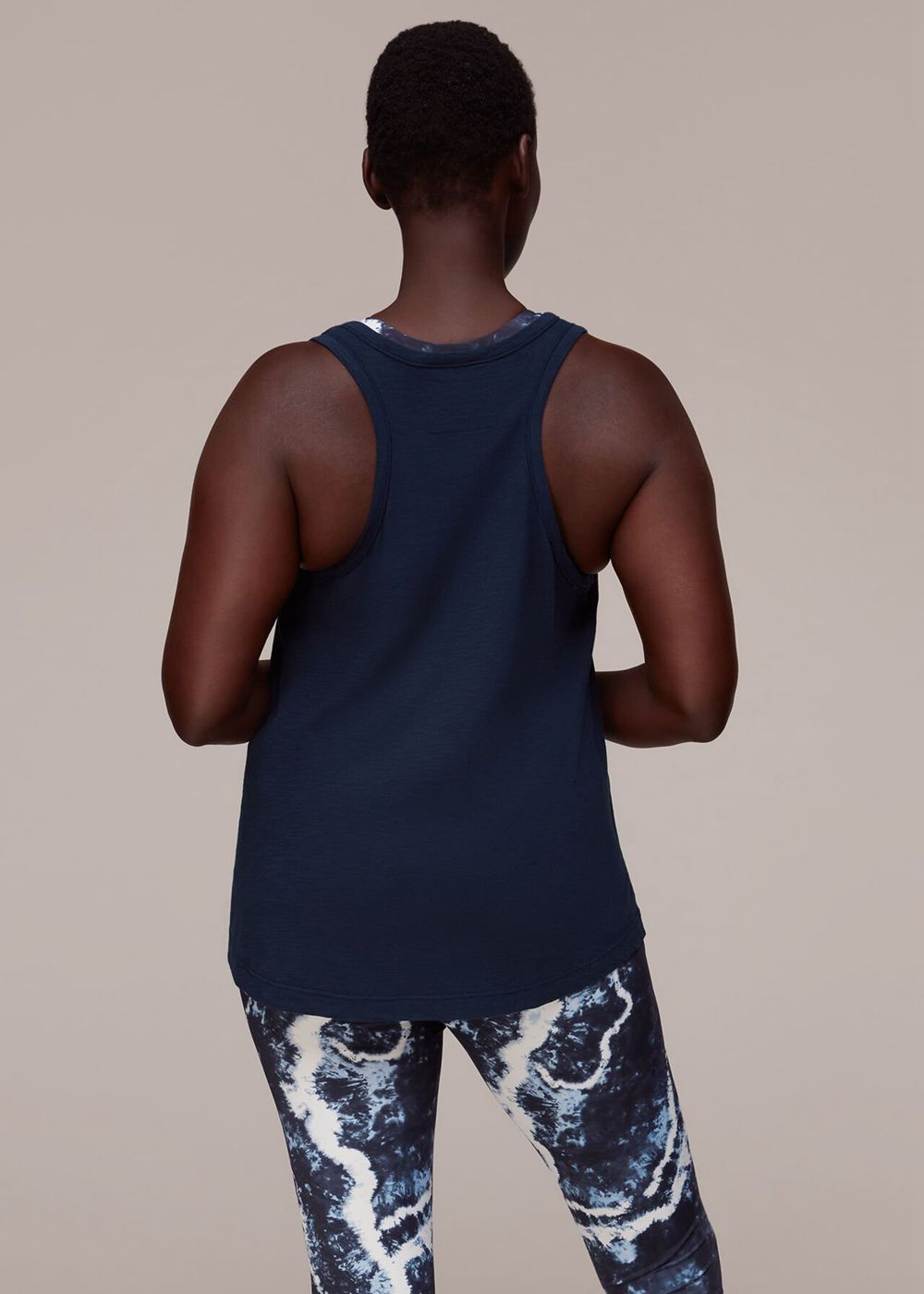 Whistles Curved Hem Active Vest Top Navy | US-39127GSHA