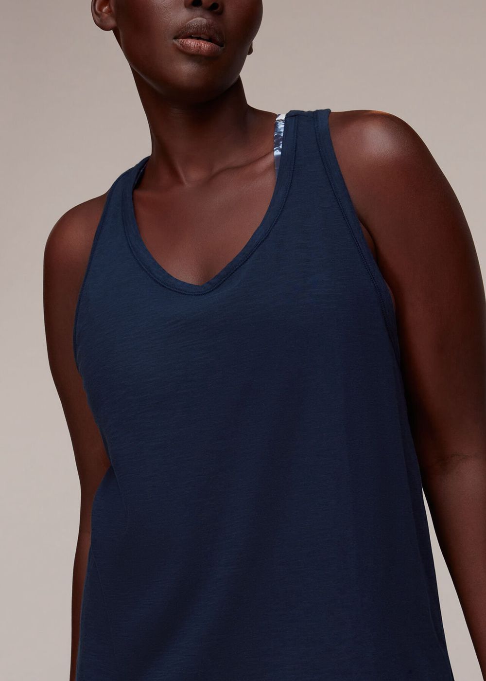 Whistles Curved Hem Active Vest Top Navy | US-39127GSHA