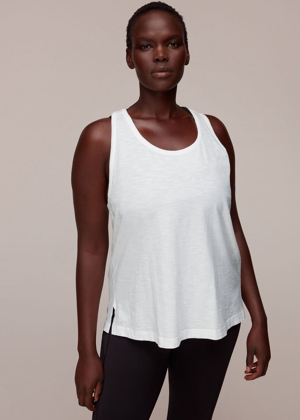 Whistles Curved Hem Active Vest Top White | US-78641VNHD