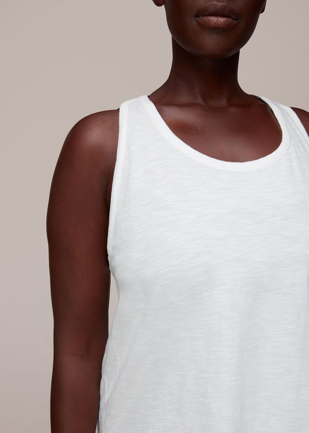 Whistles Curved Hem Active Vest Top White | US-78641VNHD