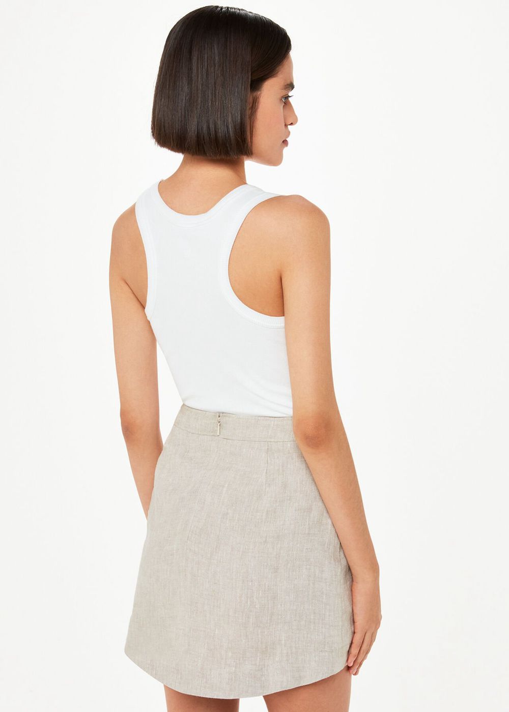 Whistles Curved Hem Linen Skirts Beige | US-86729DATV