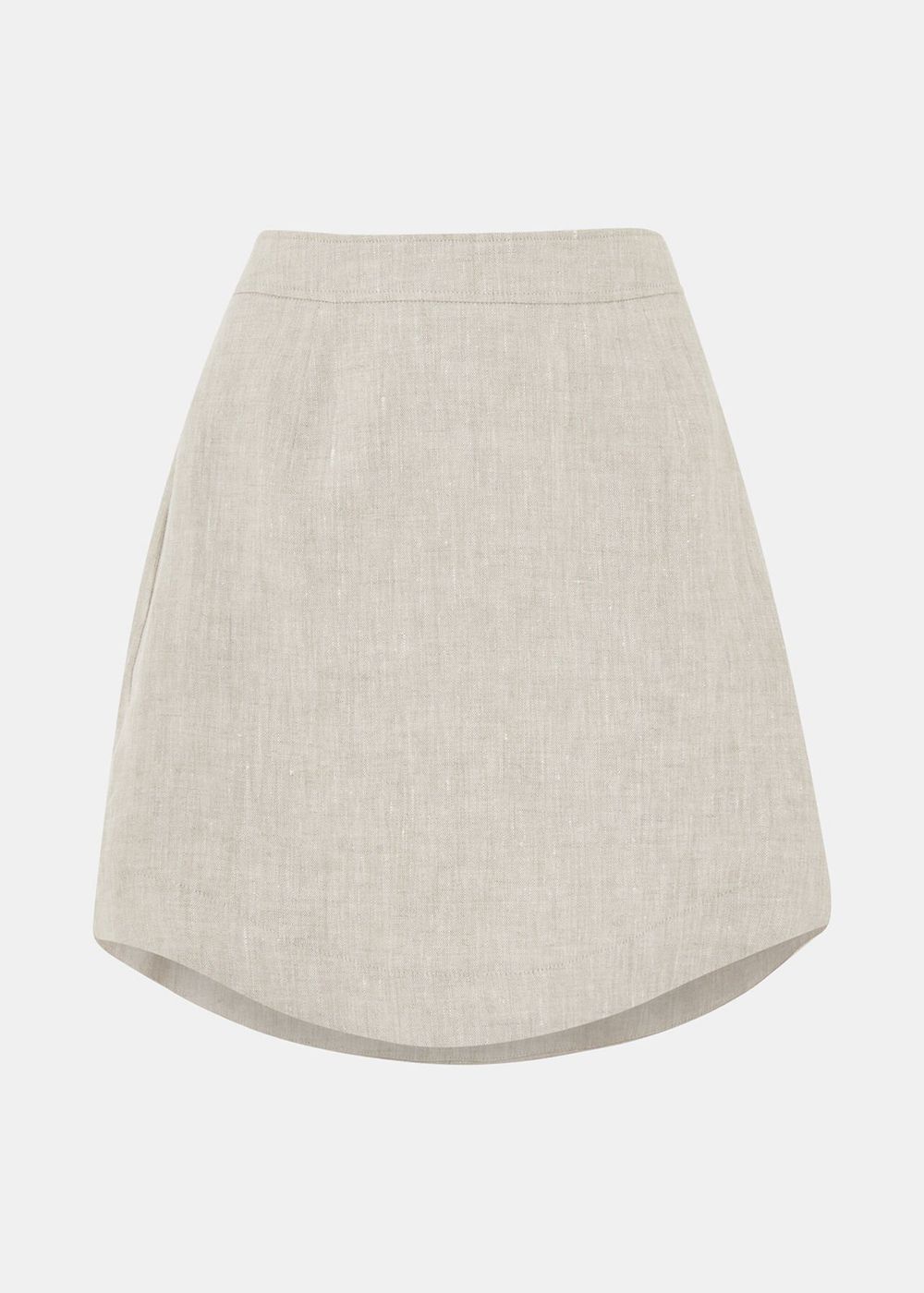 Whistles Curved Hem Linen Skirts Beige | US-86729DATV