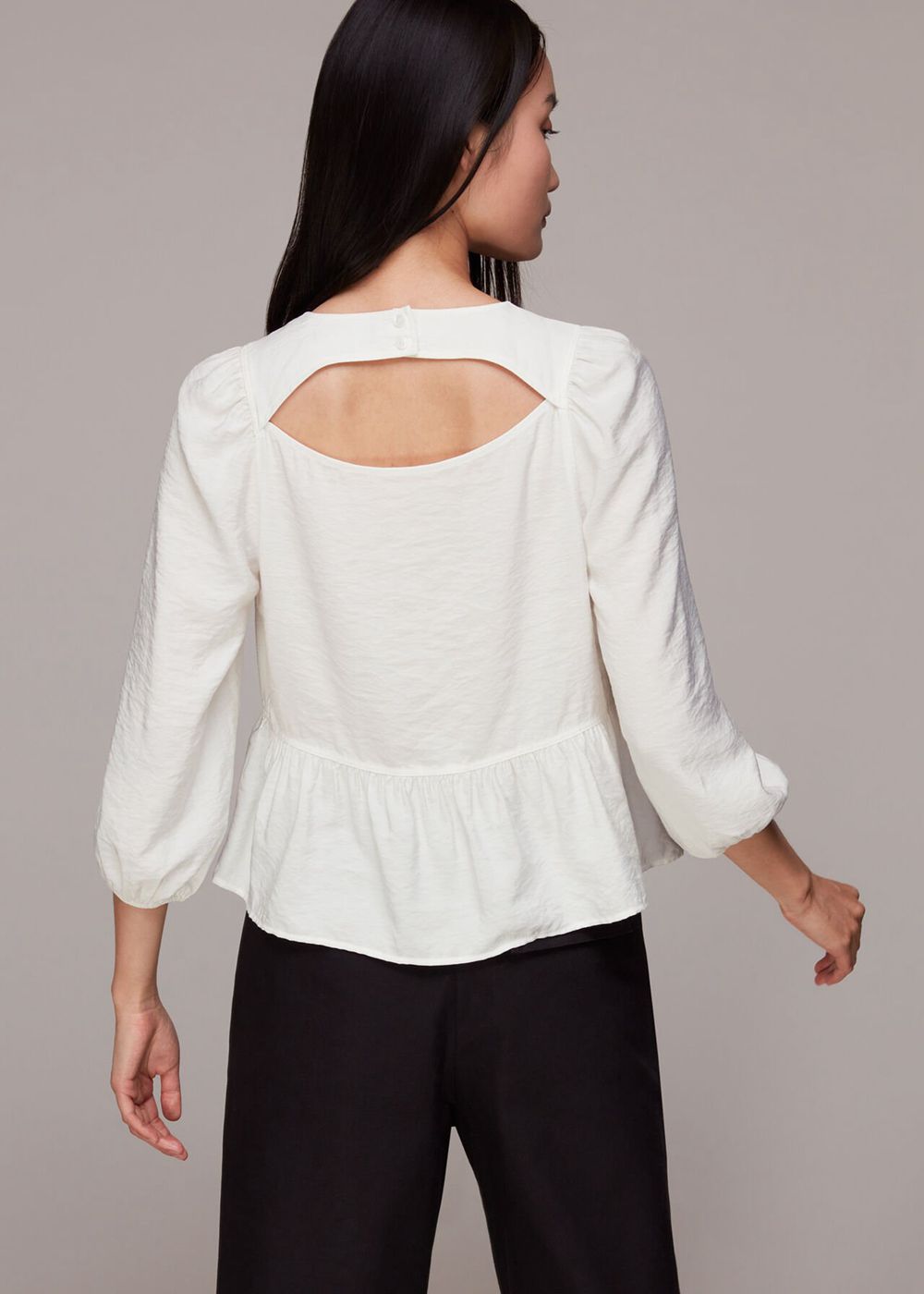 Whistles Cut Out Peplum Top White | US-29580FYRB