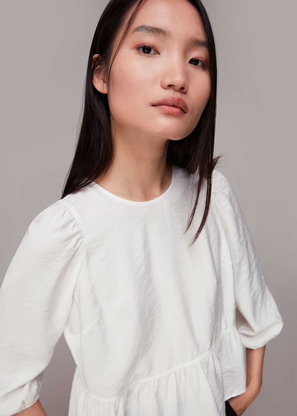 Whistles Cut Out Peplum Top White | US-29580FYRB