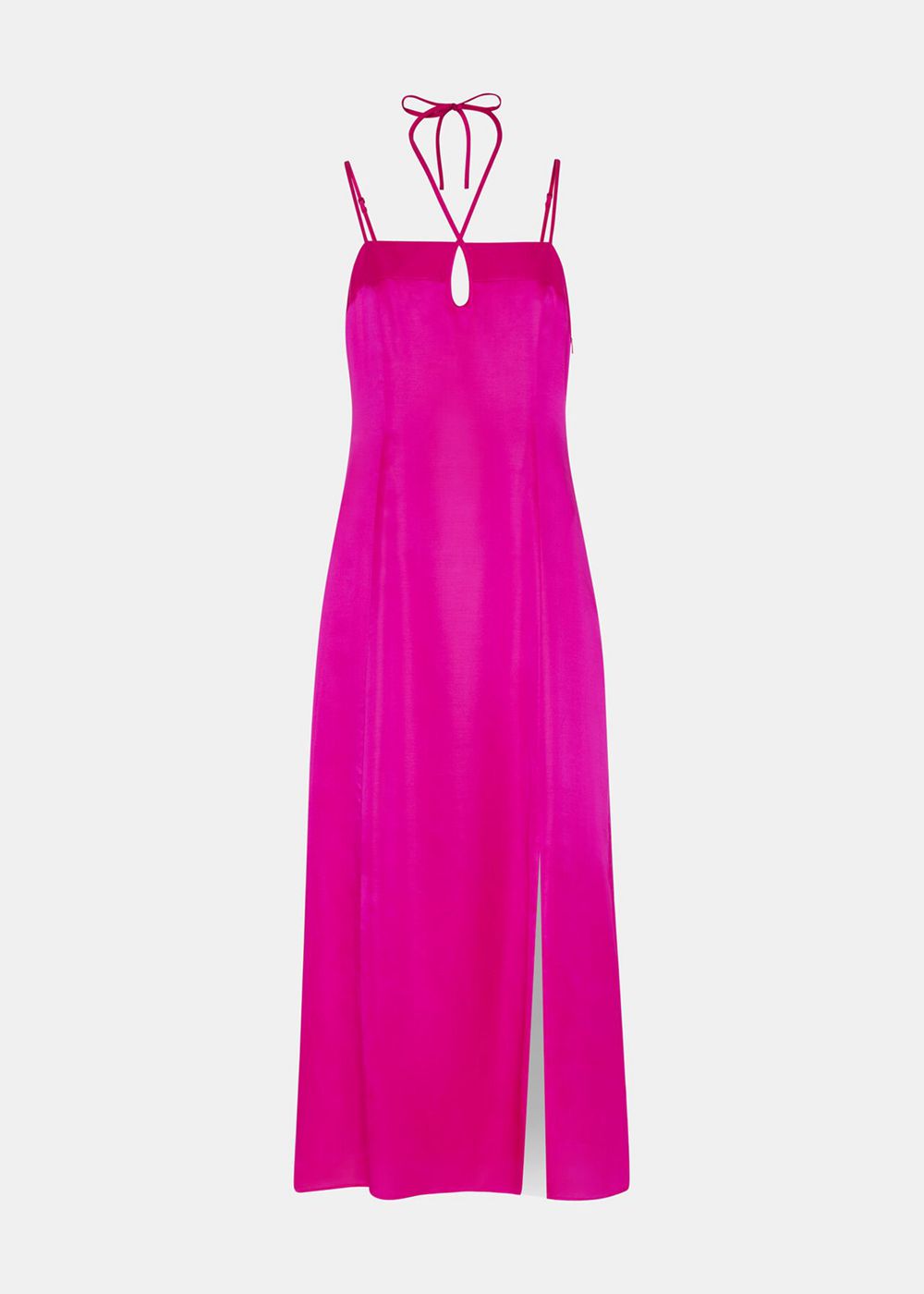 Whistles Cut Out Silk Mix Midi Dress Pink | US-98057EKYQ