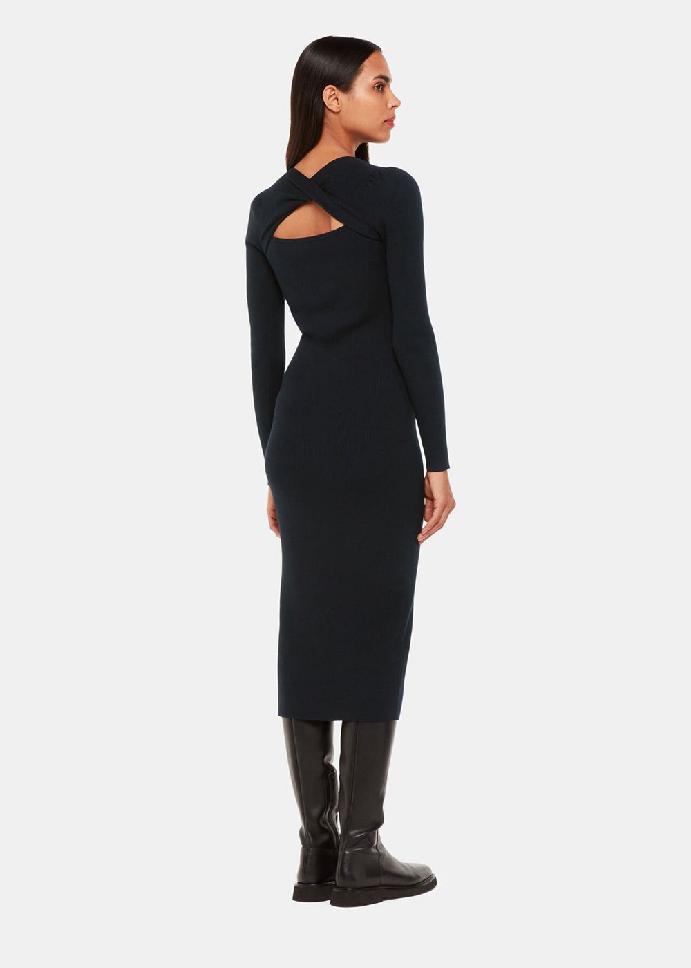 Whistles Cut Out Twist Knitted Dress Black | US-52638KFRZ