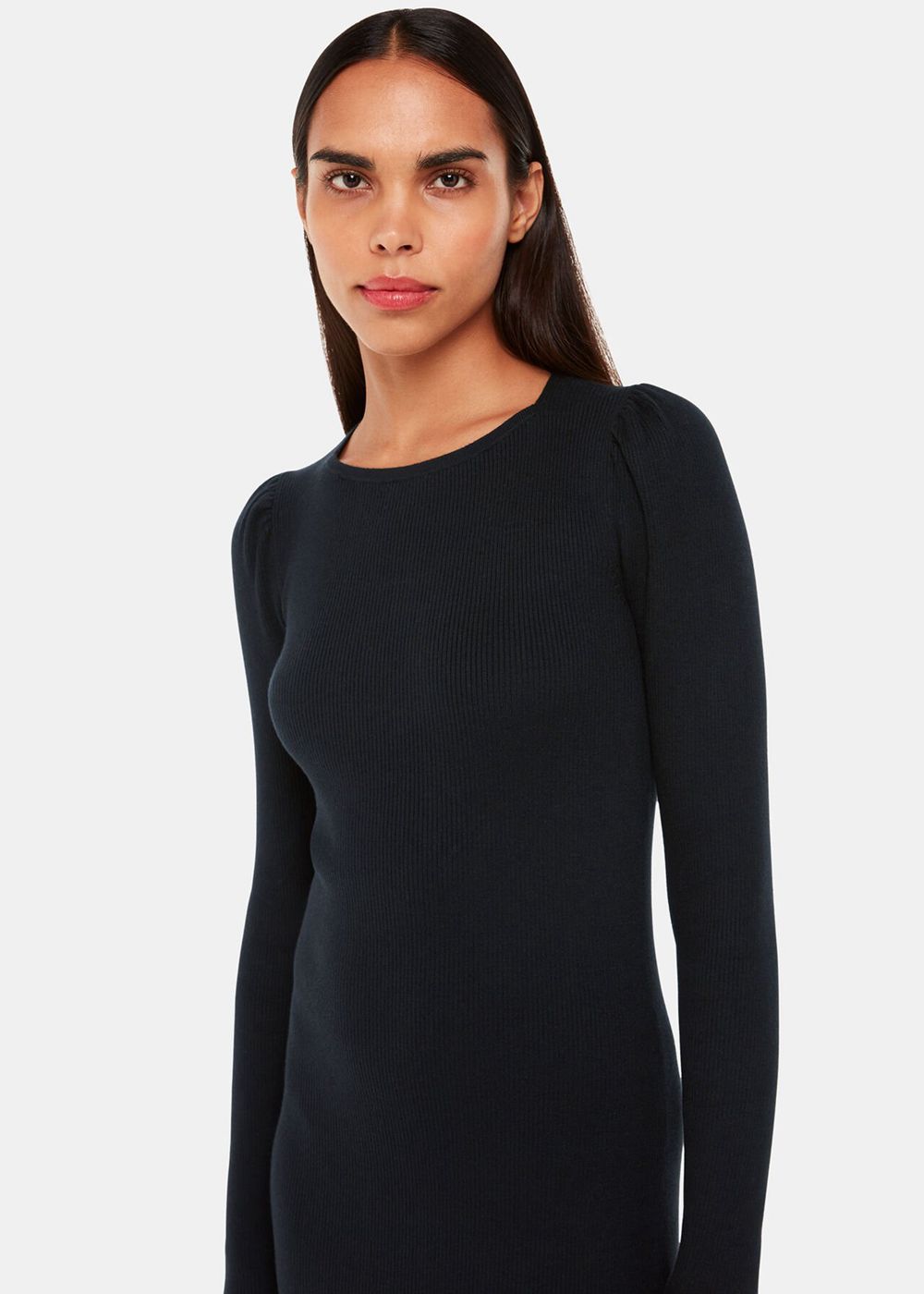 Whistles Cut Out Twist Knitted Dress Black | US-52638KFRZ