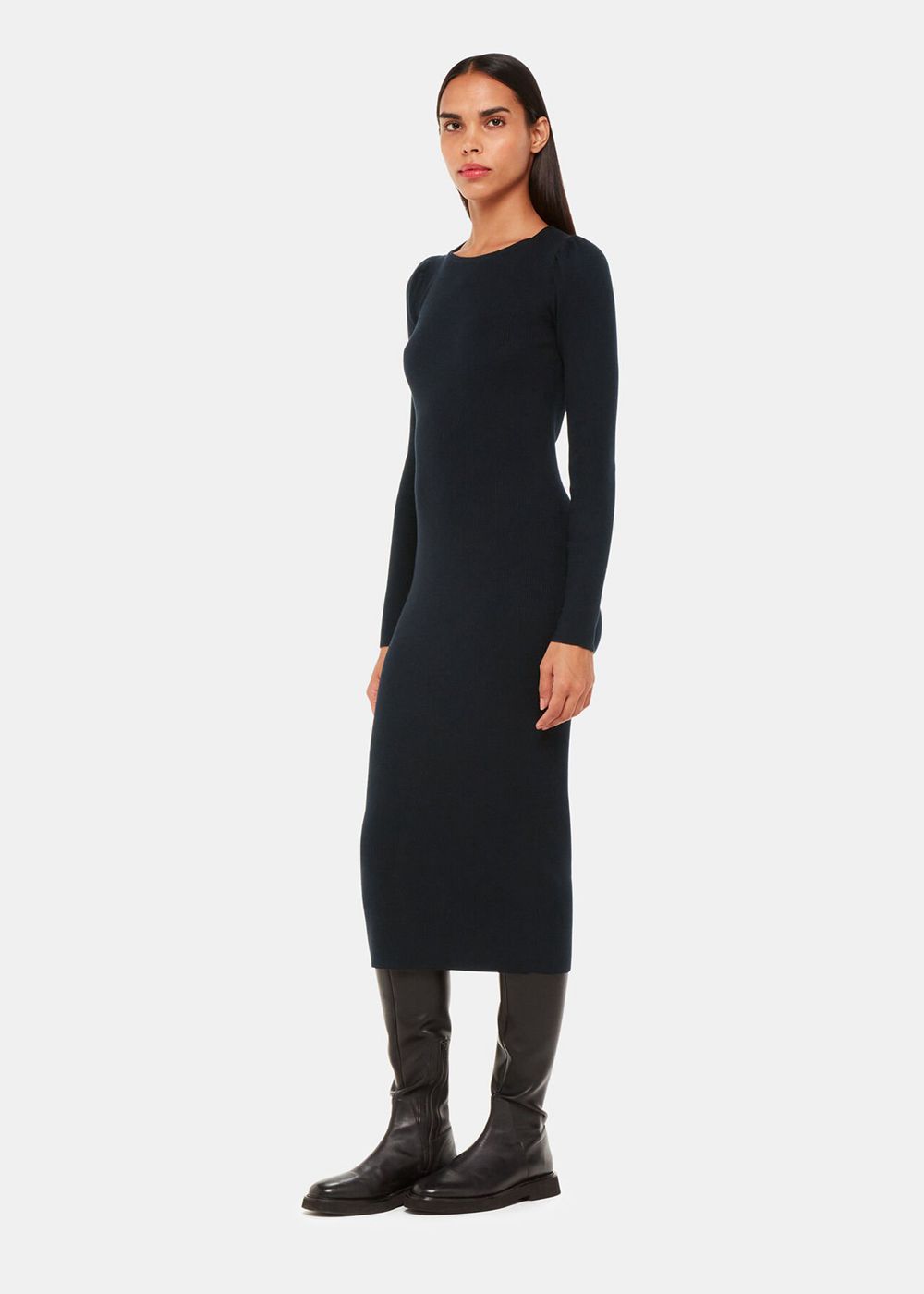 Whistles Cut Out Twist Knitted Dress Black | US-52638KFRZ