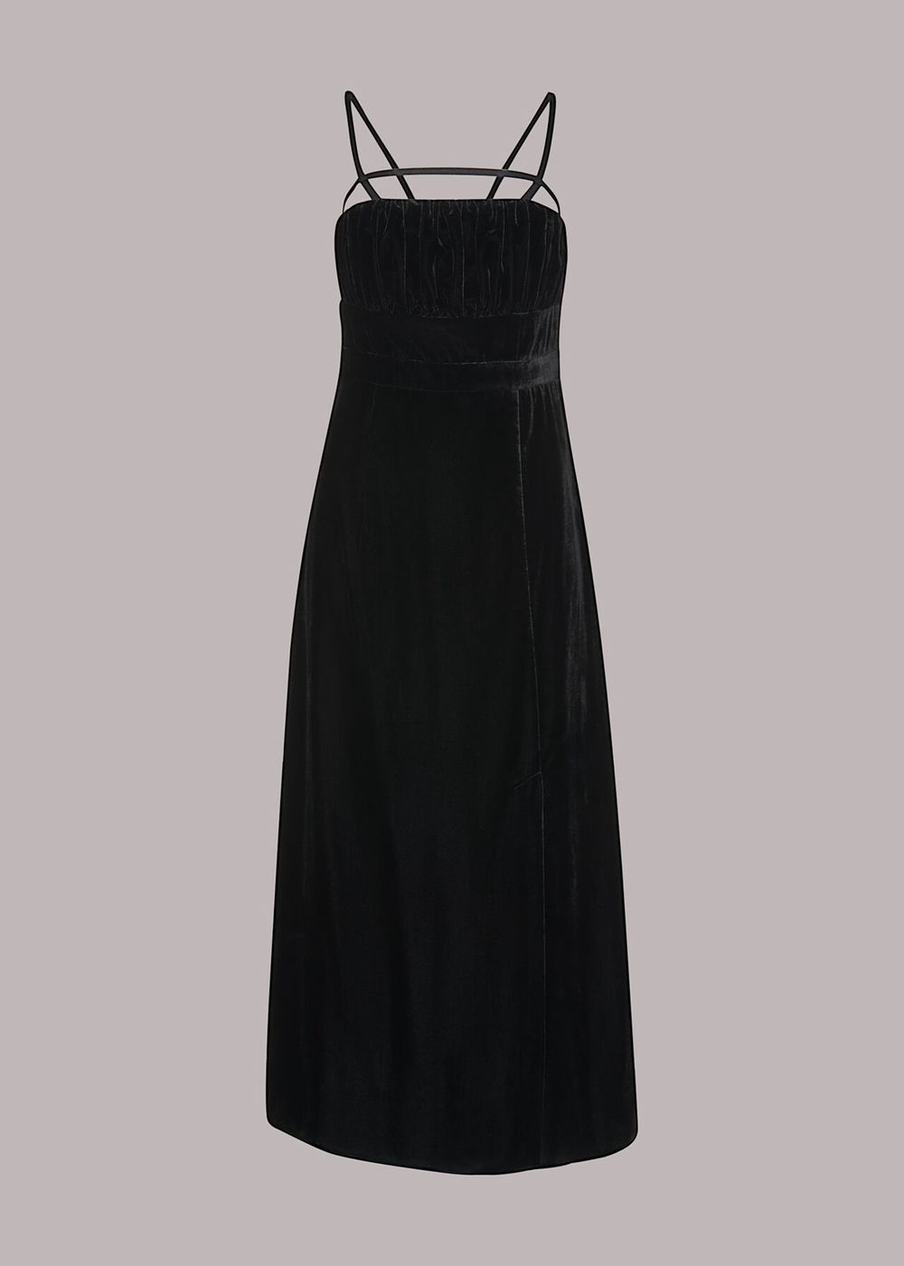 Whistles Cut Out Velvet Slip Dress Black | US-02697LNGA