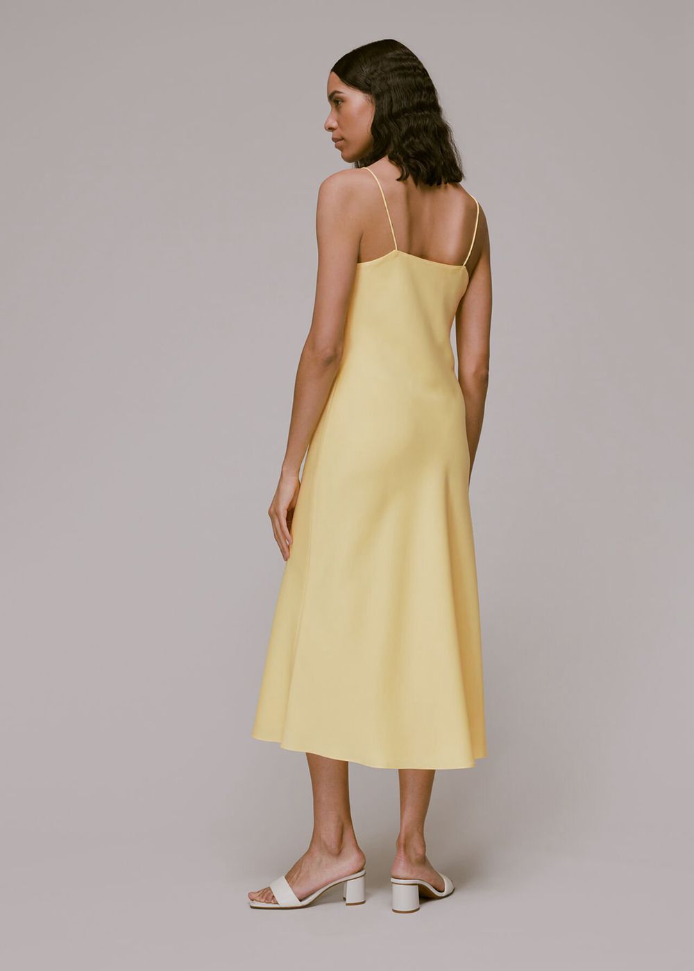 Whistles Dagma Satin Cami Dress Yellow | US-63450QMEZ