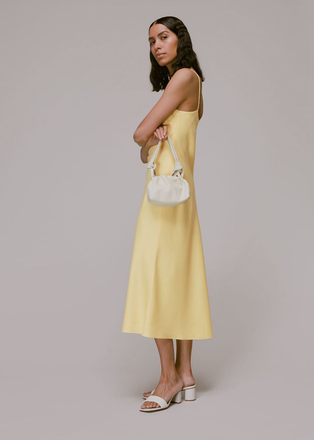 Whistles Dagma Satin Cami Dress Yellow | US-63450QMEZ