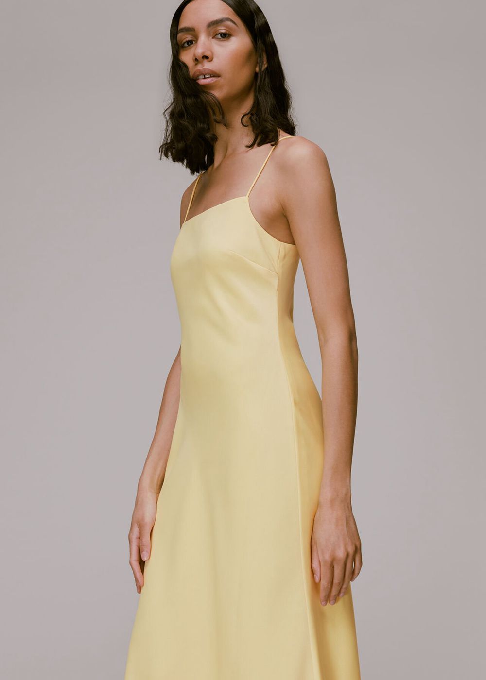 Whistles Dagma Satin Cami Dress Yellow | US-63450QMEZ