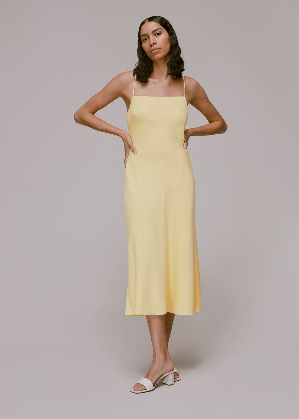 Whistles Dagma Satin Cami Dress Yellow | US-63450QMEZ