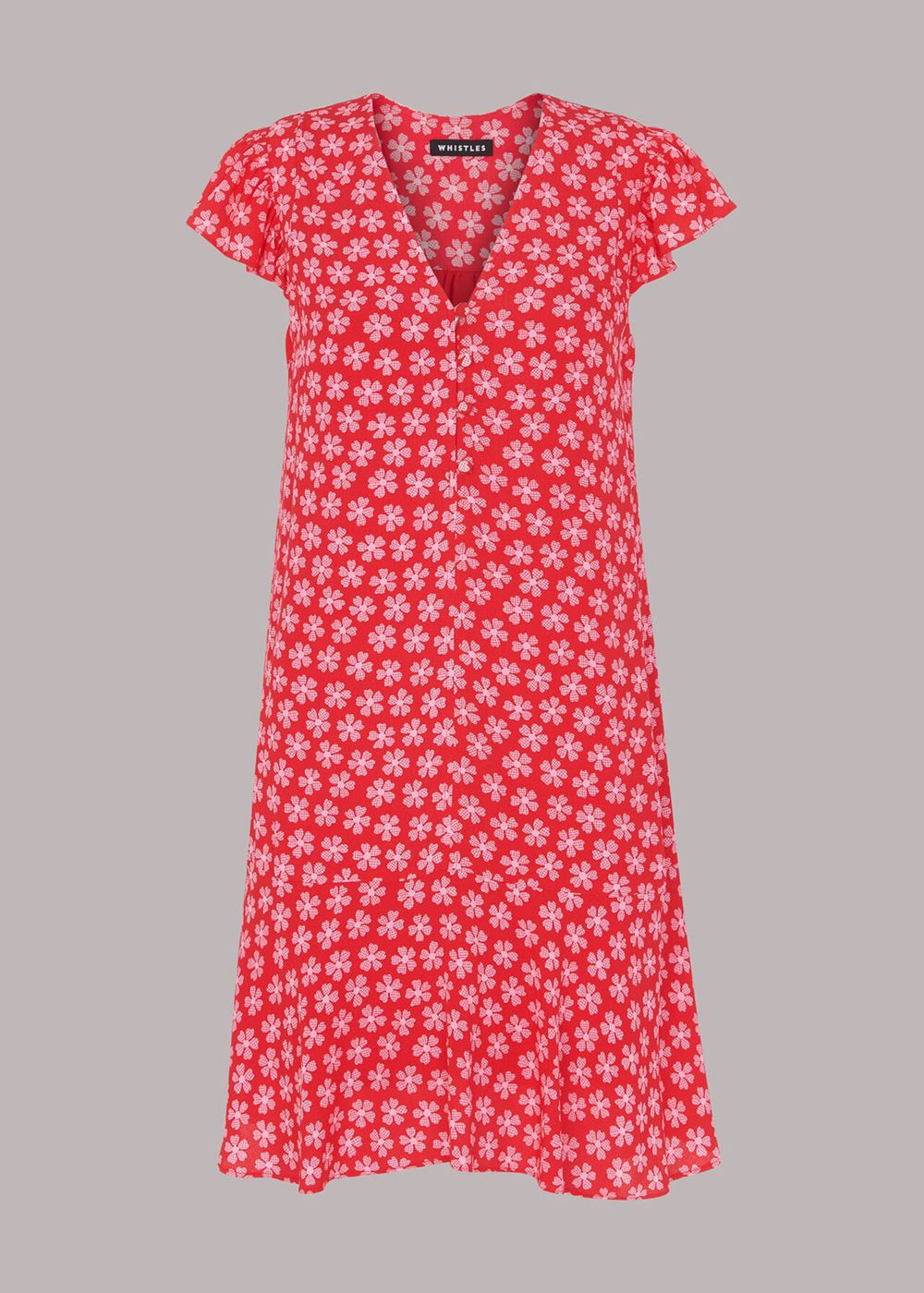 Whistles Daisy Check Print Flippy Dress Red / Multicolor | US-60327ZSJY