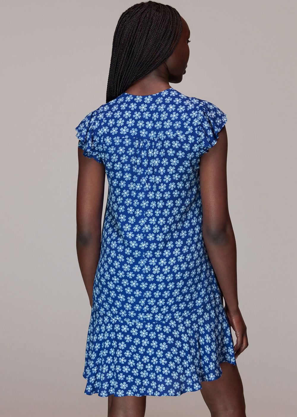 Whistles Daisy Check Print Flippy Dress Blue / Multicolor | US-65189QPLY