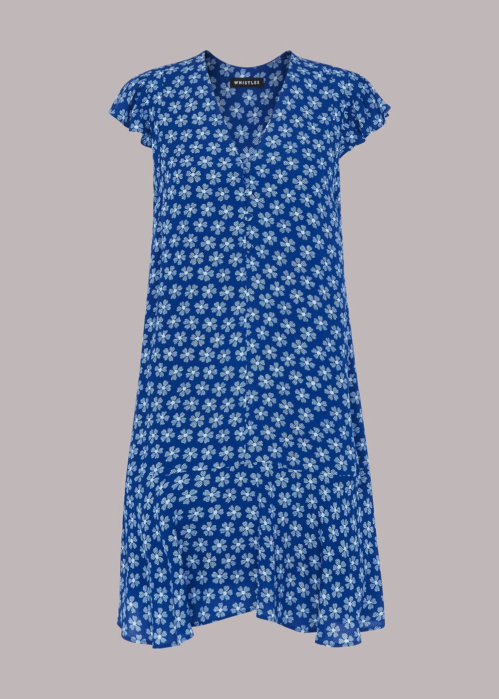 Whistles Daisy Check Print Flippy Dress Blue / Multicolor | US-65189QPLY