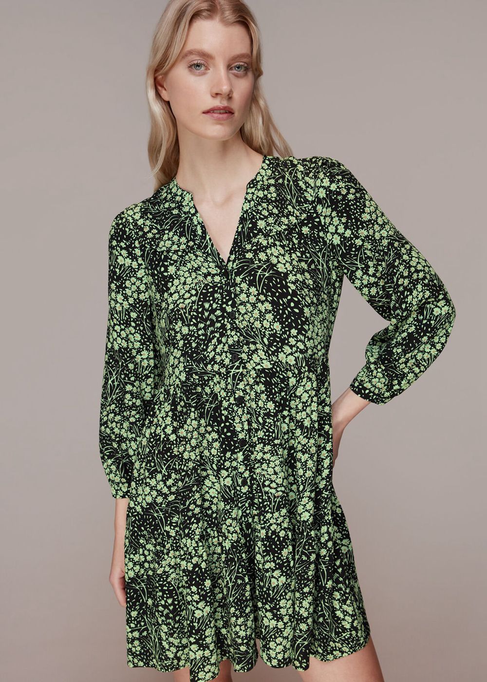 Whistles Daisy Meadow Print Dress Green / Multicolor | US-68340JYSM