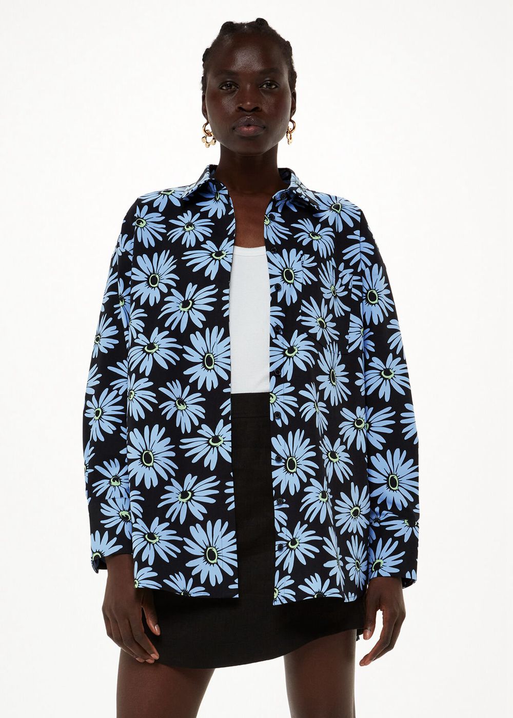 Whistles Daisy Print Oversized Shirts Blue / Multicolor | US-12876URMV