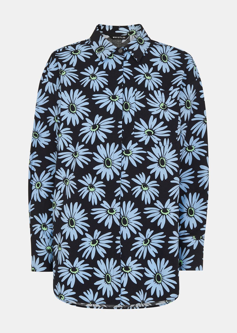 Whistles Daisy Print Oversized Shirts Blue / Multicolor | US-12876URMV