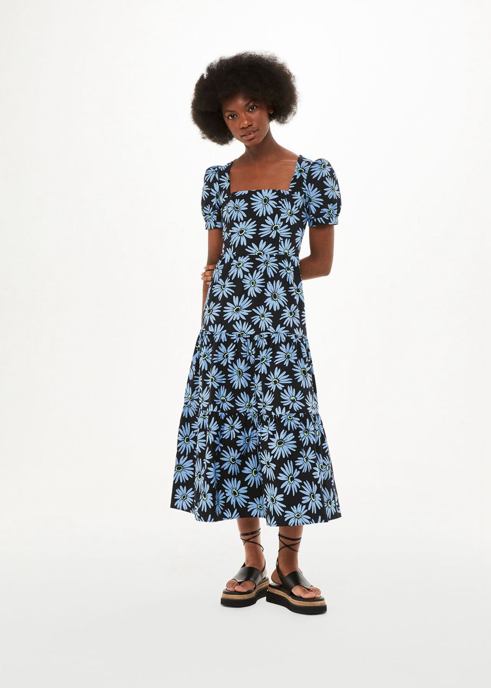 Whistles Daisy Print Poplin Dress Blue / Multicolor | US-15763HMJF