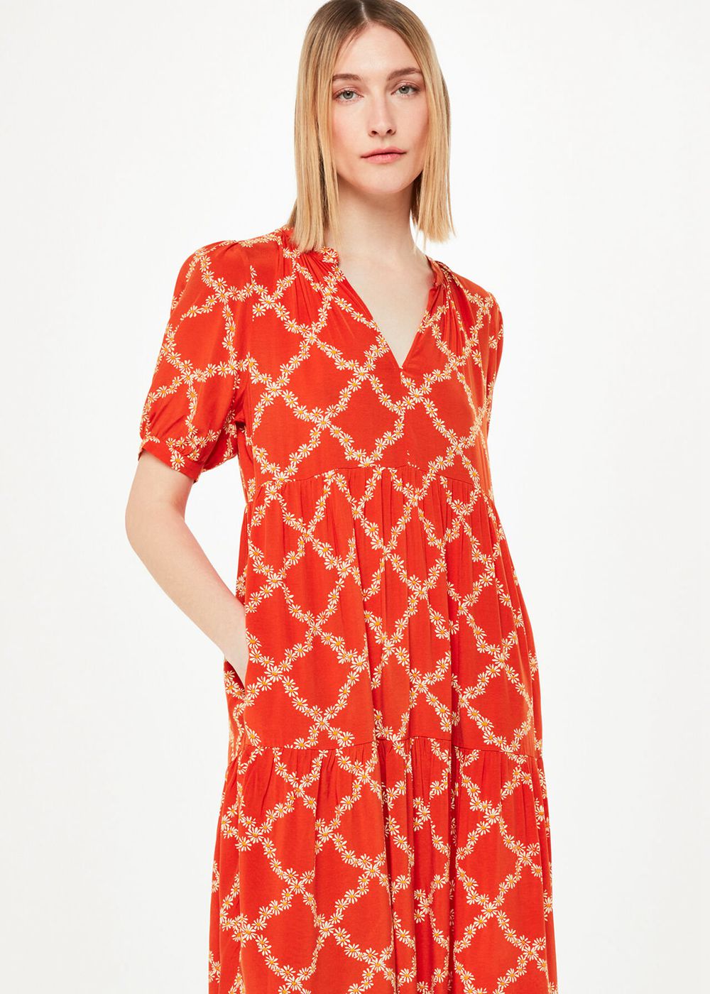 Whistles Daisy Trellis Trapeze Dress Red / Multicolor | US-13820UARF