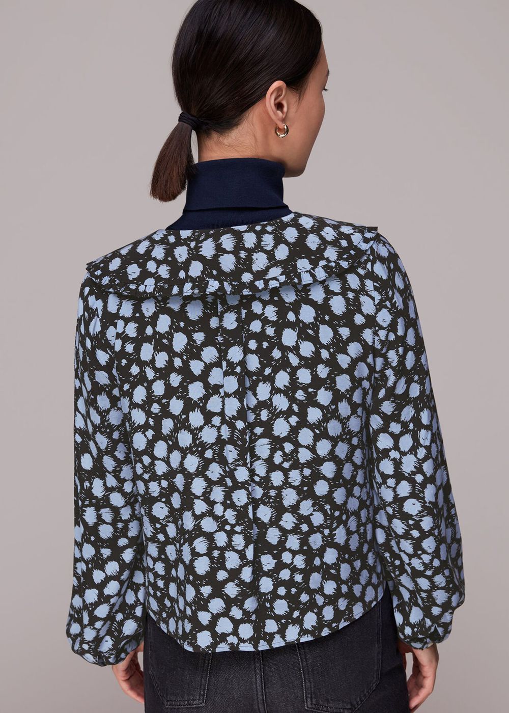 Whistles Dalmatian Print Collar Top Black / Multicolor | US-30481IAHU