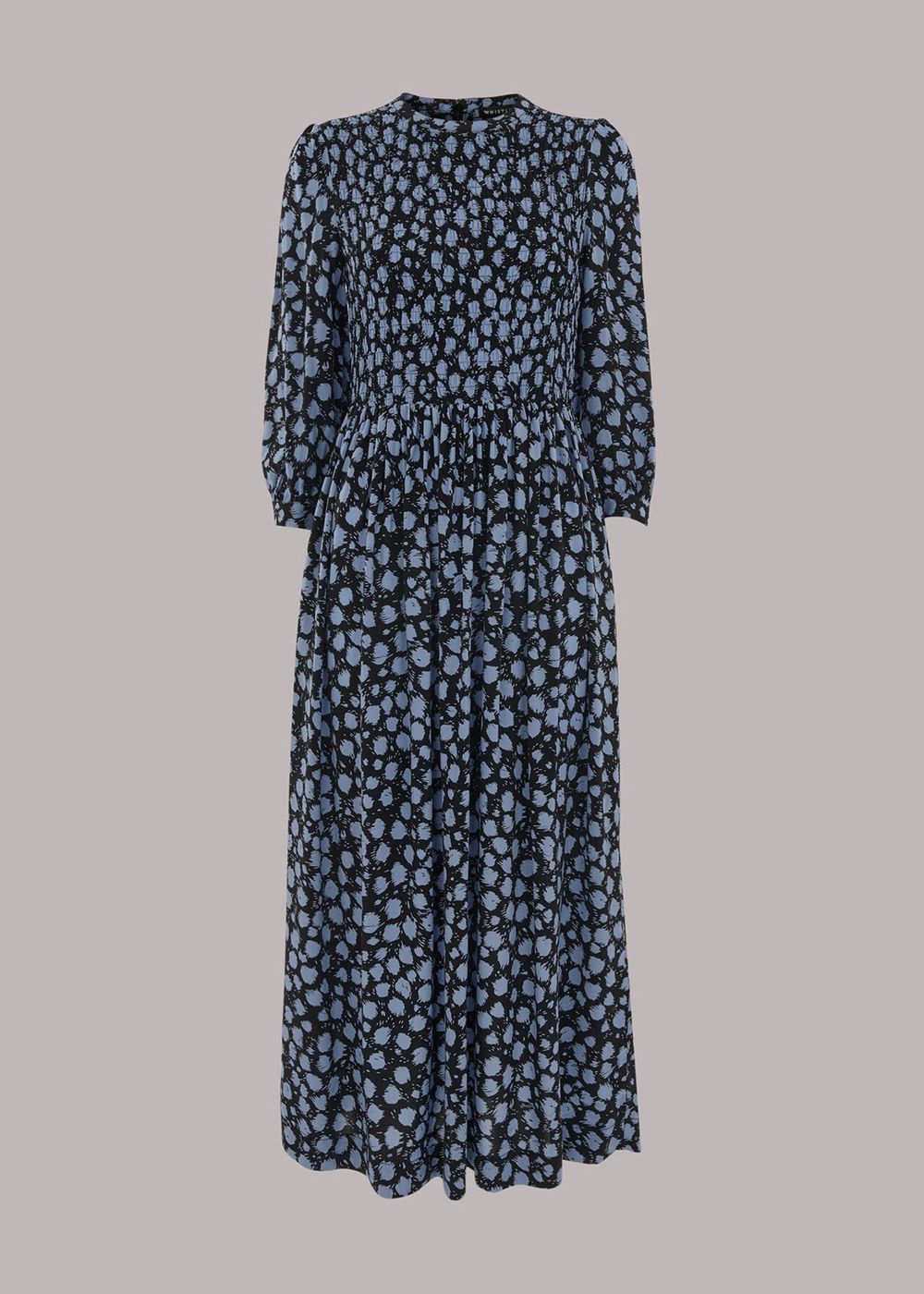 Whistles Dalmatian Shirred Midi Dress Blue / Multicolor | US-54170AMTF