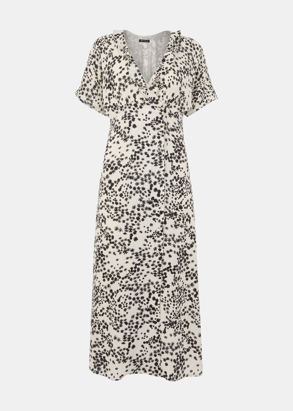 Whistles Dandelion Floral Midi Dress Black / White | US-09835YIGO