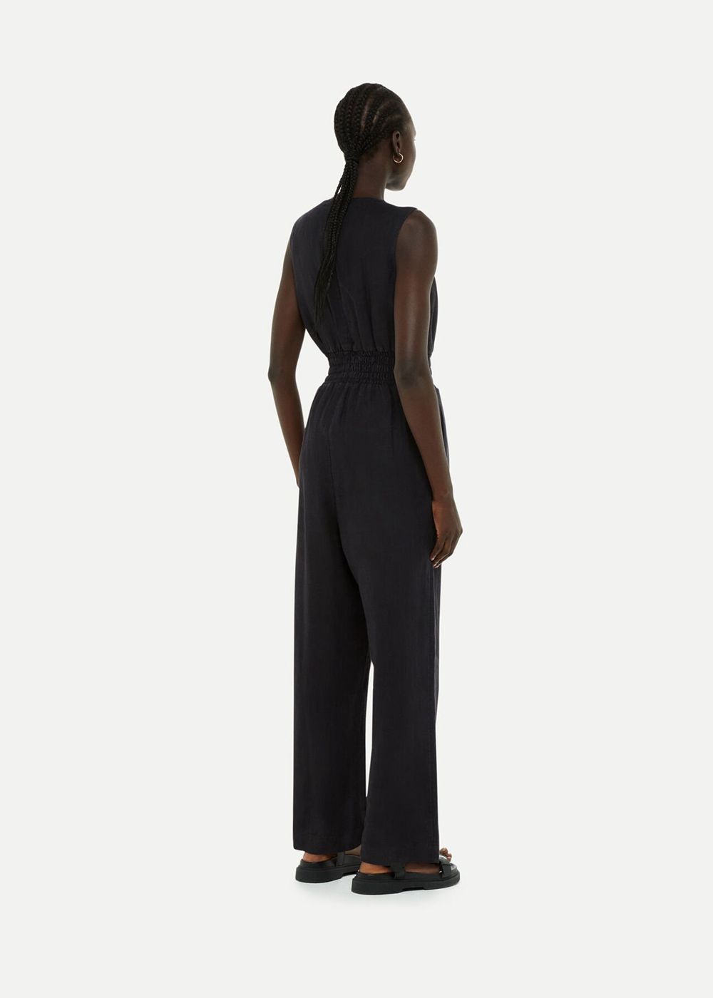 Whistles Danny Linen Jumpsuit Black | US-39870PQVB