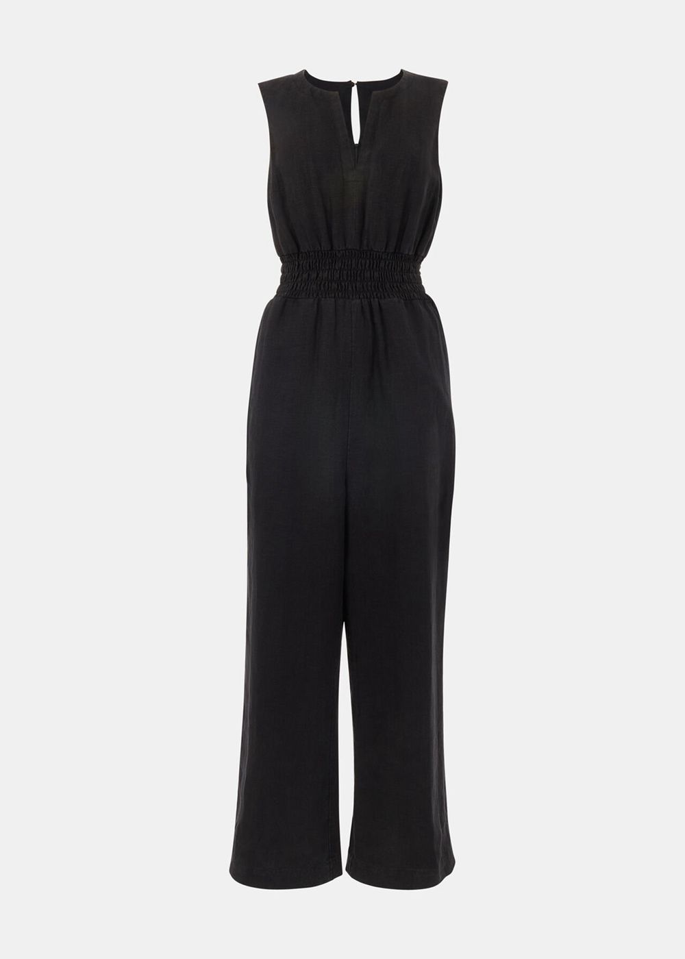 Whistles Danny Linen Jumpsuit Black | US-39870PQVB