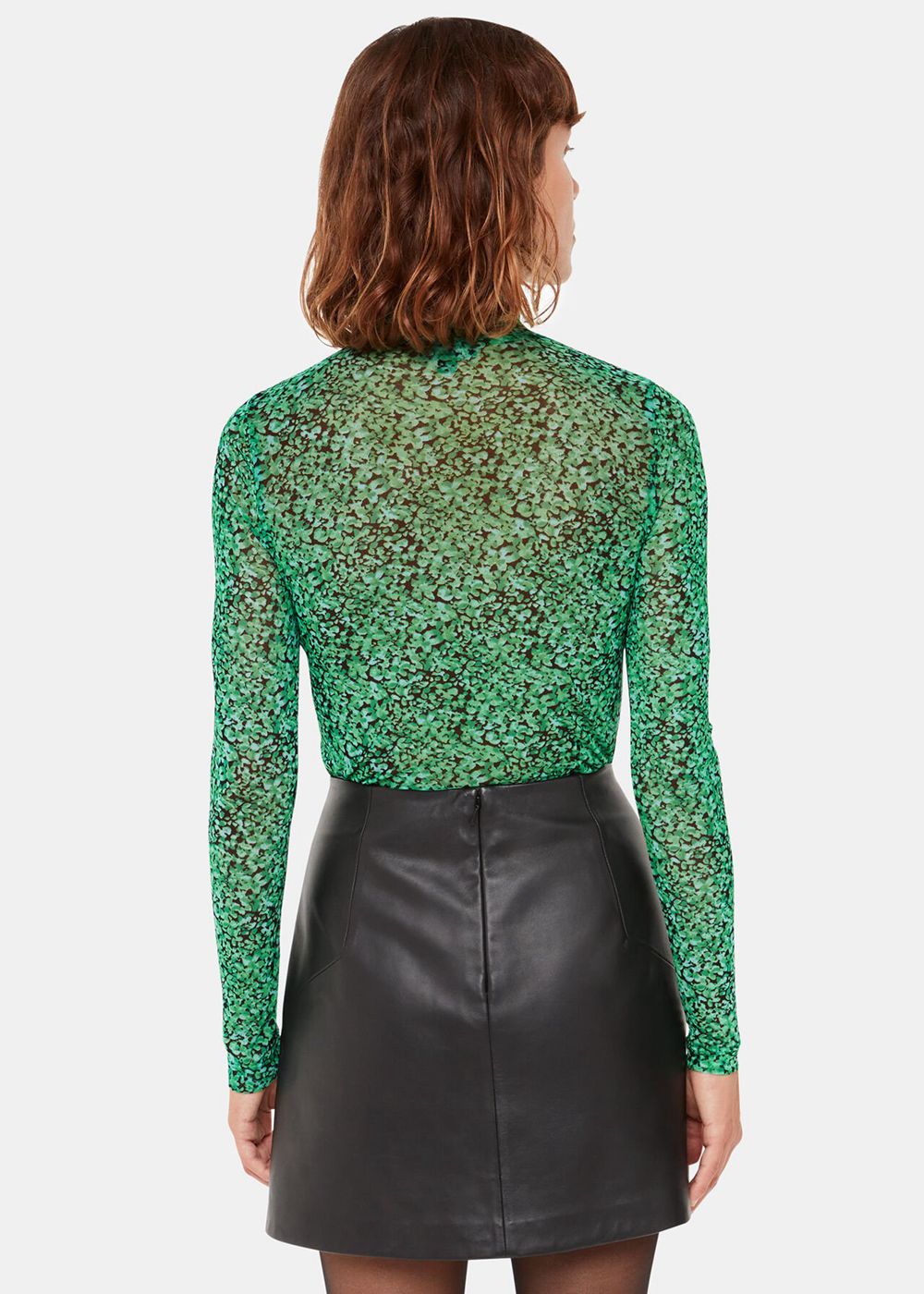 Whistles Dappled Floral Mesh Top Green / Multicolor | US-82365CTNY