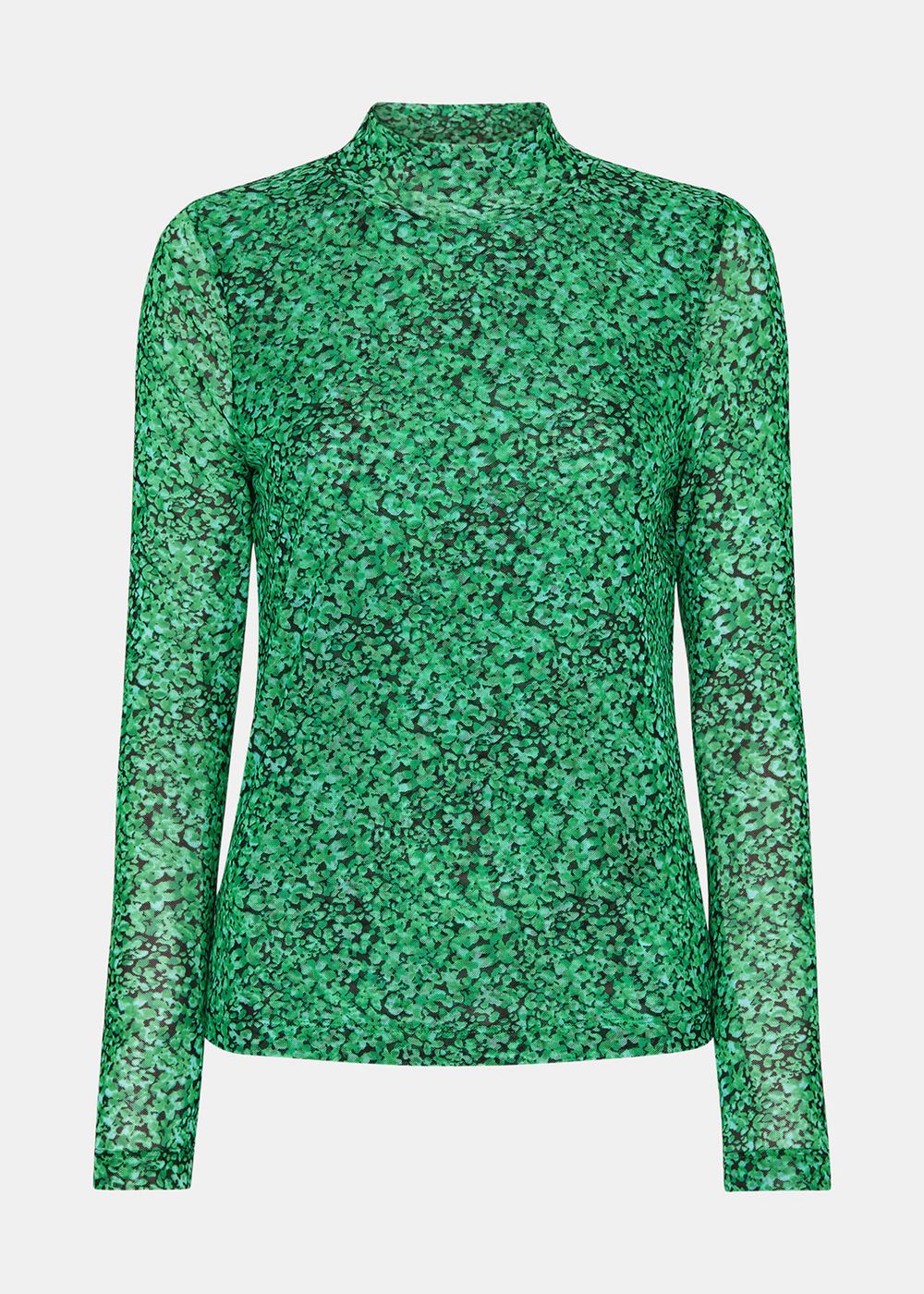 Whistles Dappled Floral Mesh Top Green / Multicolor | US-82365CTNY