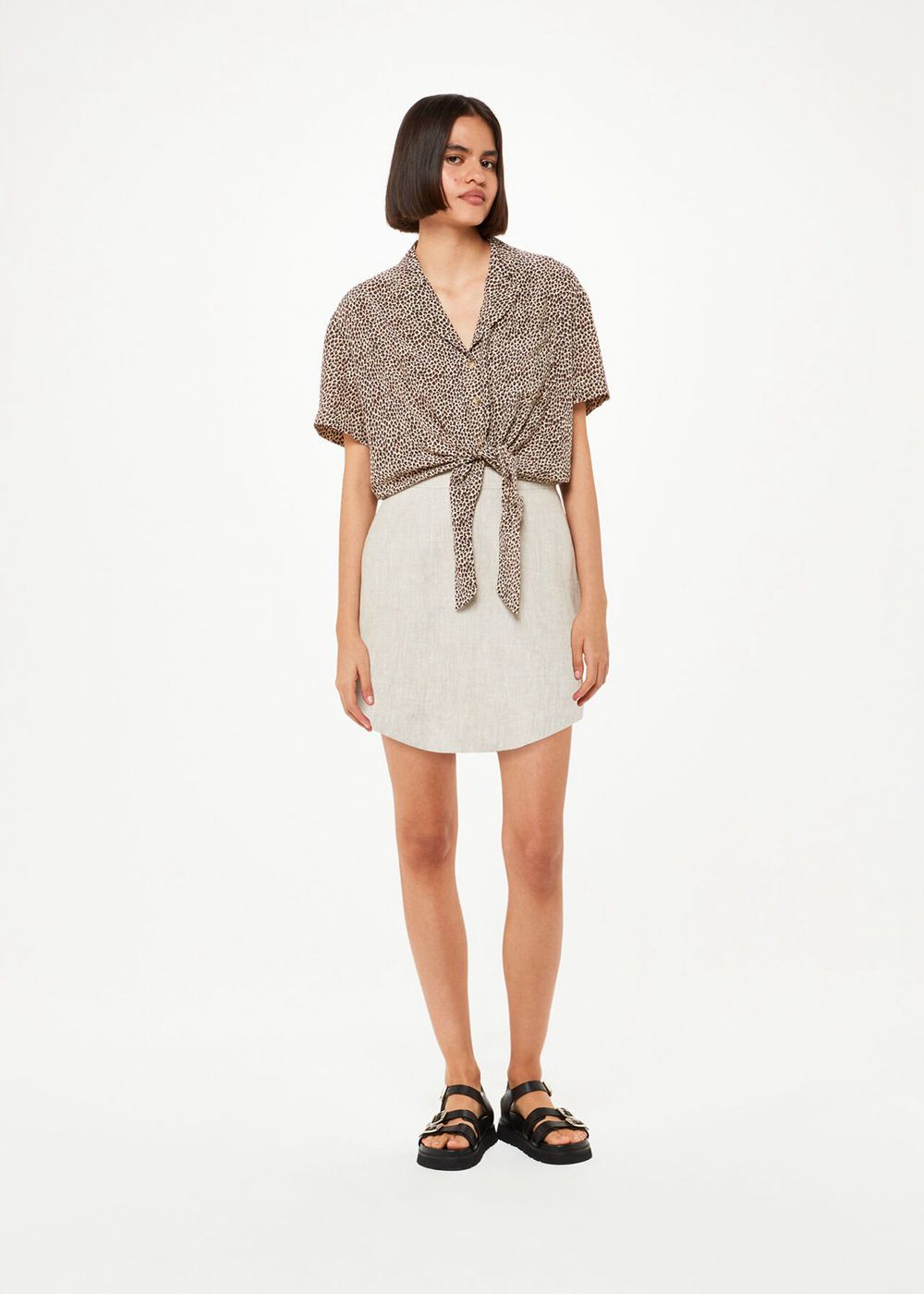 Whistles Dashed Leopard Tie Front Top Leopard | US-91830YUFA