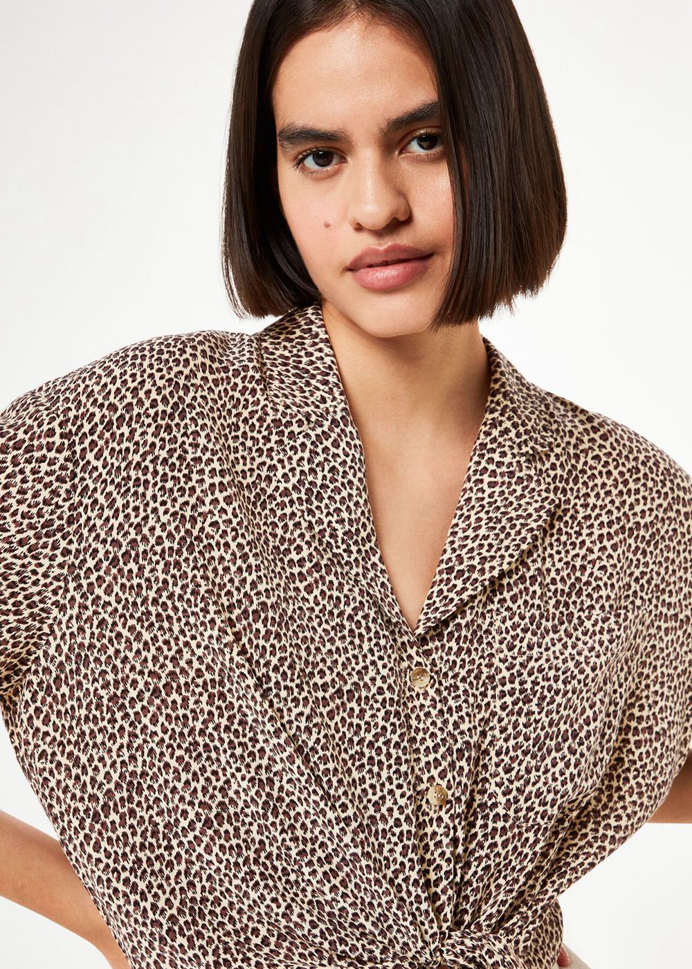 Whistles Dashed Leopard Tie Front Top Leopard | US-91830YUFA