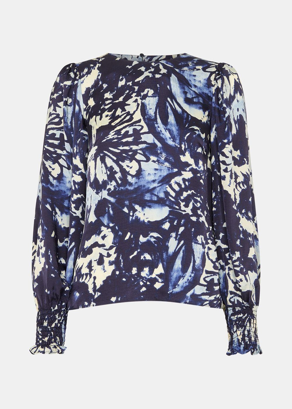 Whistles Dazzled Floral Satin Blouse Navy / Multicolor | US-17083CFLR