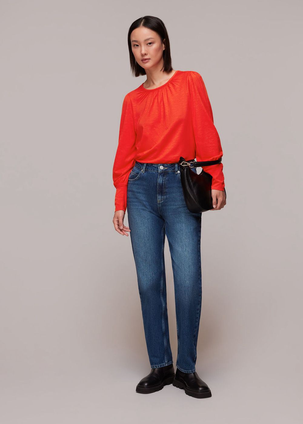 Whistles Deep Cuff Top Red | US-58921PIYW