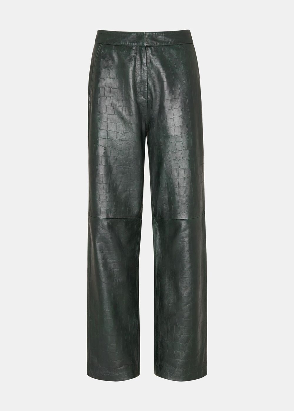 Whistles Delia Croc Leather Pants Dark Green | US-09162CMEB