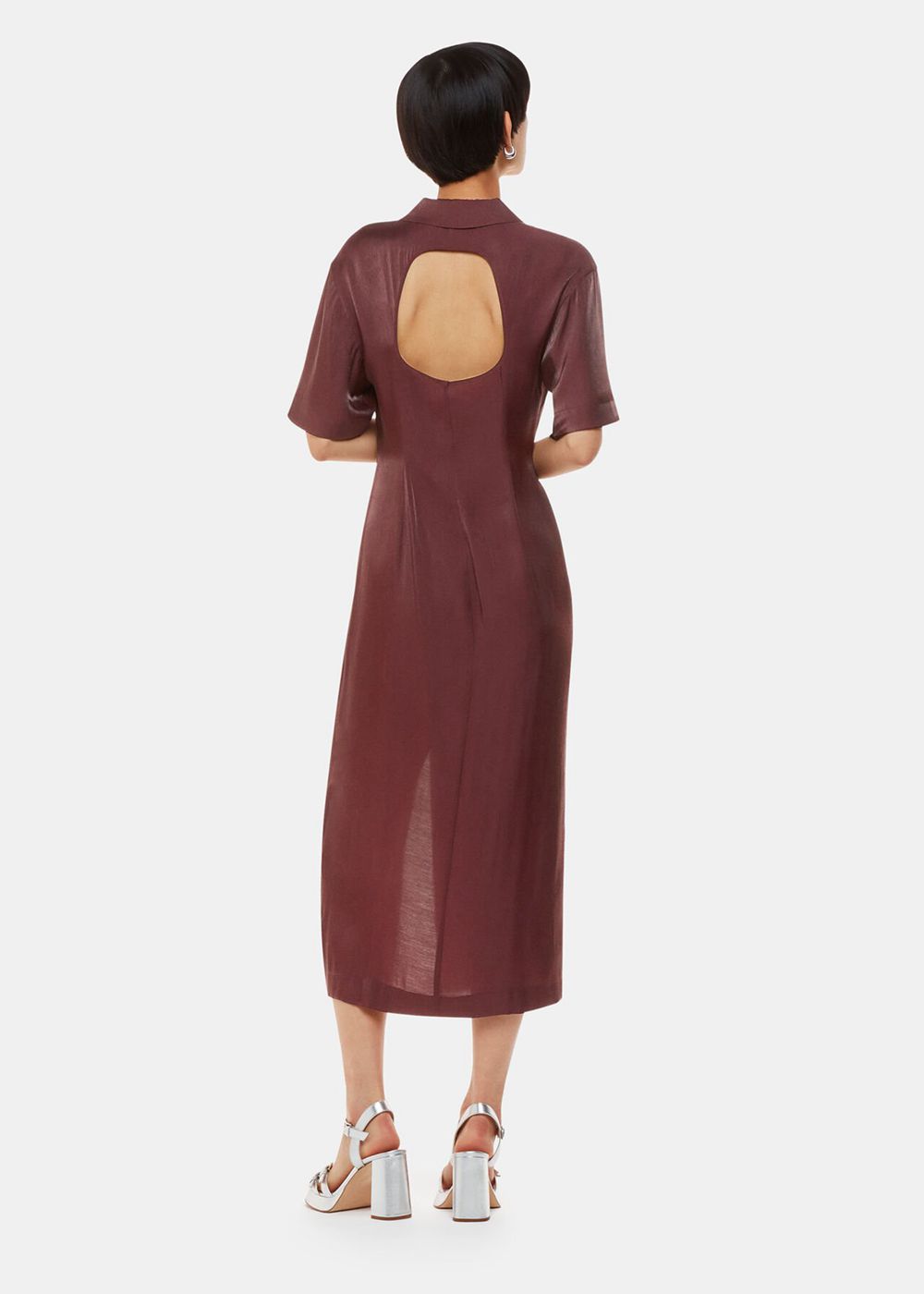 Whistles Delila Metallic Midi Dress Aubergine | US-05341QKIO