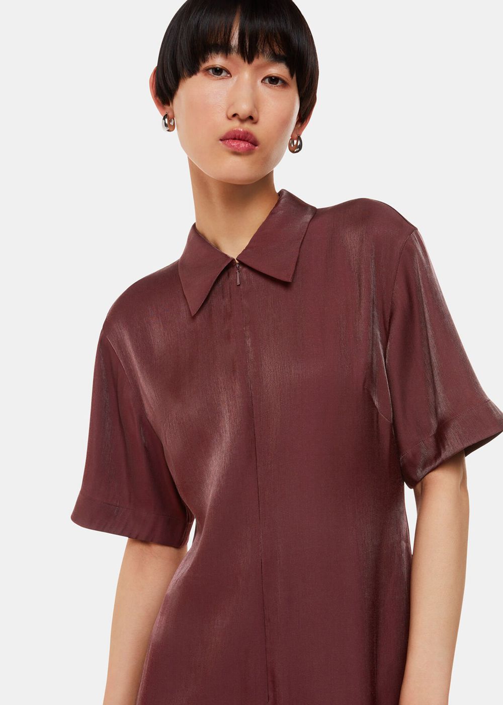 Whistles Delila Metallic Midi Dress Aubergine | US-05341QKIO