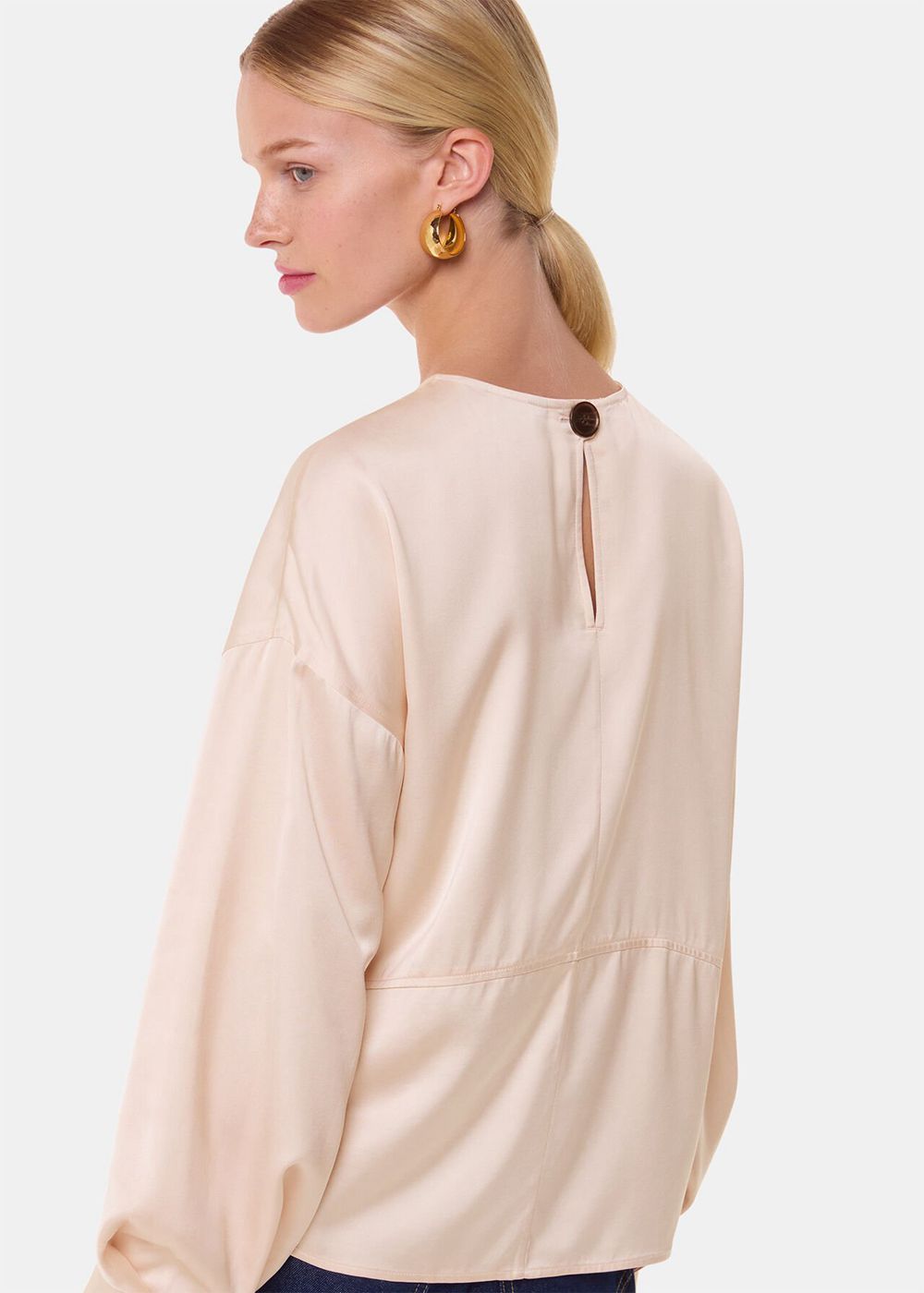 Whistles Demi Satin Blouse Champagne | US-21840DGQY