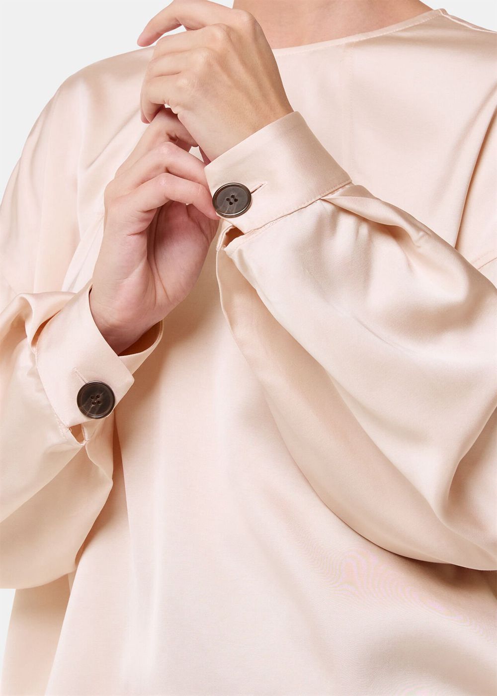 Whistles Demi Satin Blouse Champagne | US-21840DGQY