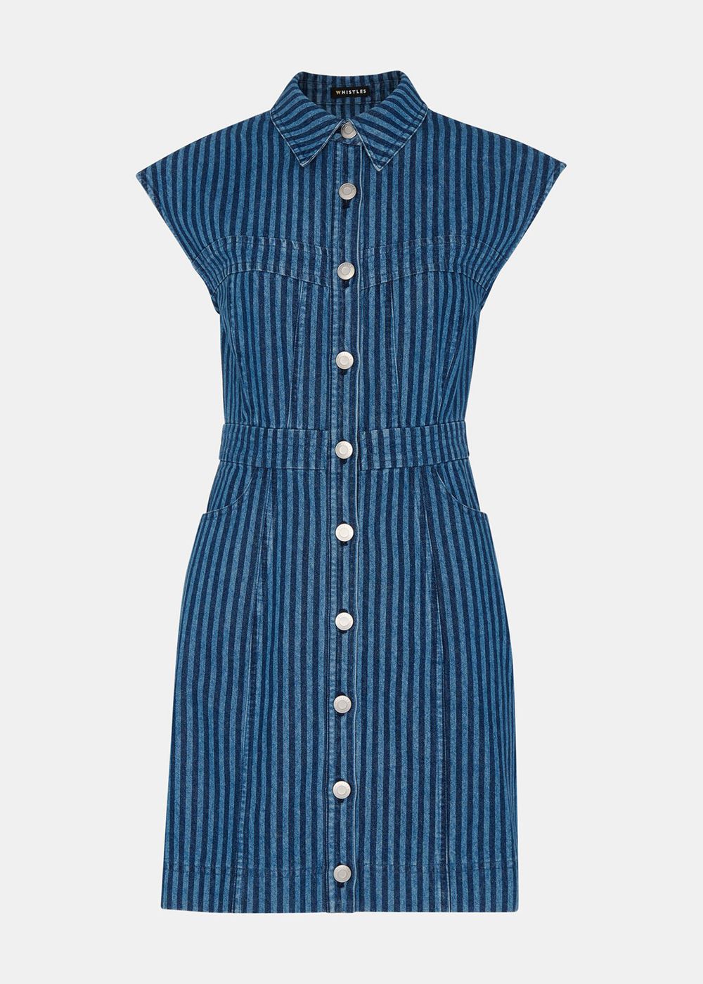 Whistles Denim Bodice Stripe Dress Blue | US-49863AUYX