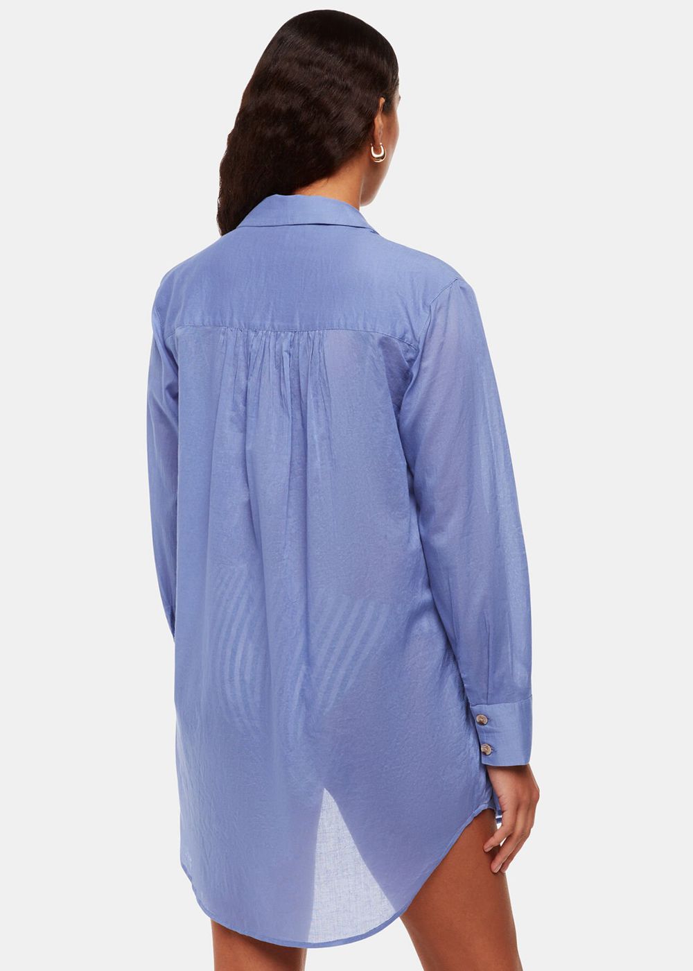 Whistles Denim Longline Beach Shirts Blue | US-93617OUSB