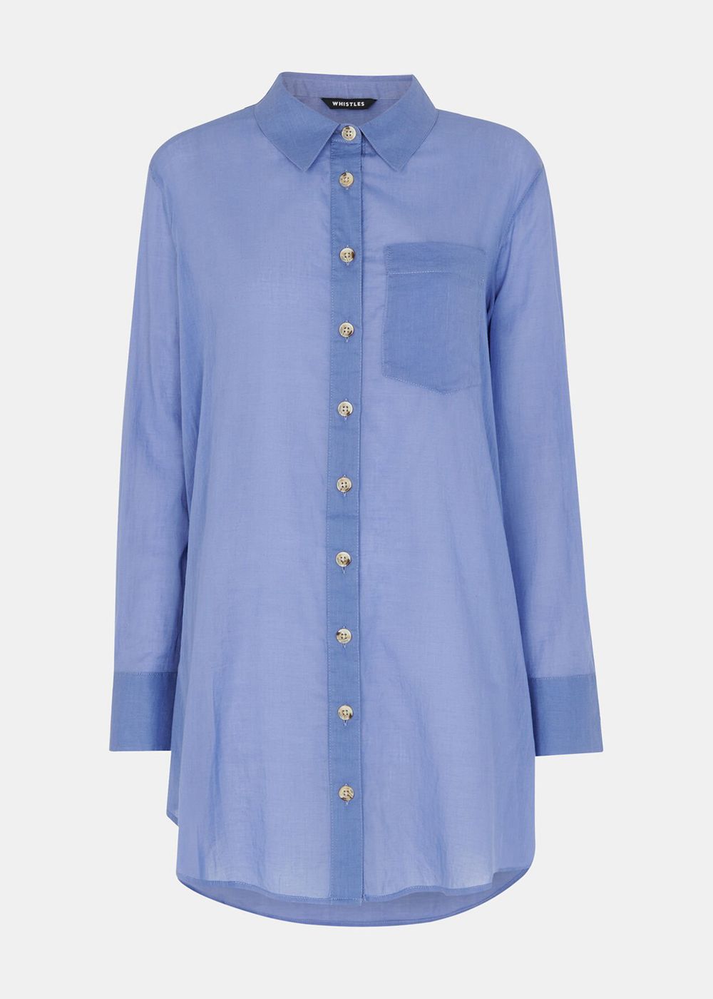 Whistles Denim Longline Beach Shirts Blue | US-93617OUSB