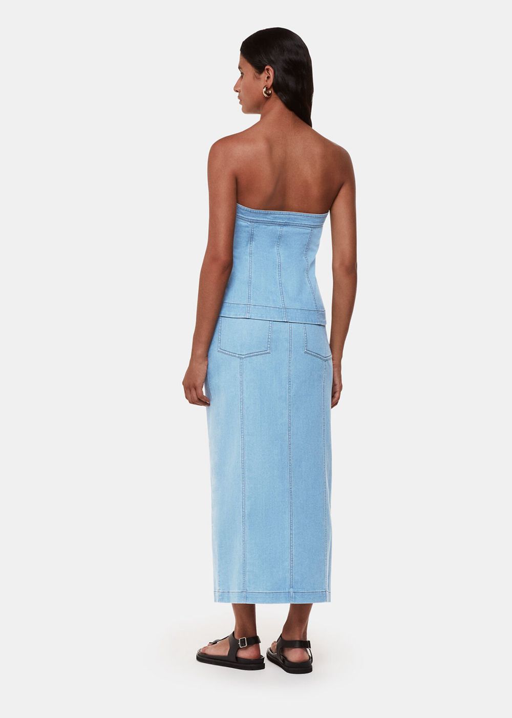 Whistles Denim Maxi Skirts Blue | US-38926ZGVB