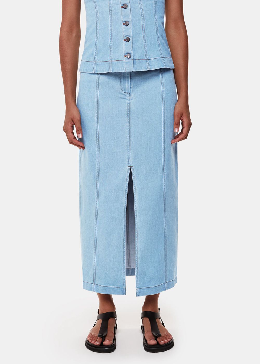 Whistles Denim Maxi Skirts Blue | US-38926ZGVB