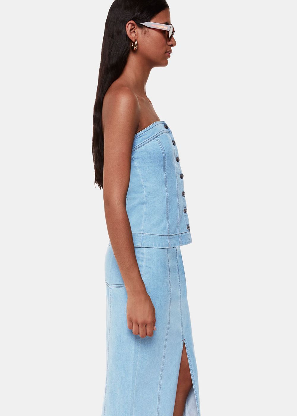 Whistles Denim Maxi Skirts Blue | US-38926ZGVB